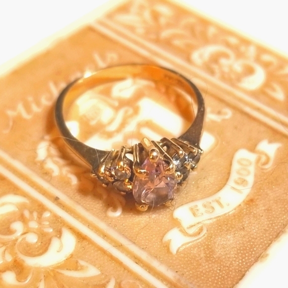 SOLID 14KT Morganite Sapphire Vintage Ring - Picture 5 of 7